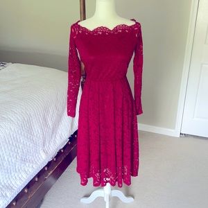 Stunning red lace dress. Size L